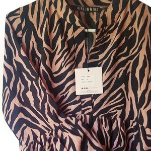 NWT Girl In Mind Sz M Animal Print Dress